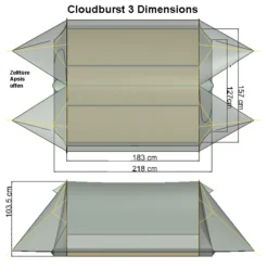 Tarptent Cloudburst 3 -OutFit Verkaufs-Shop cb3 dimensions